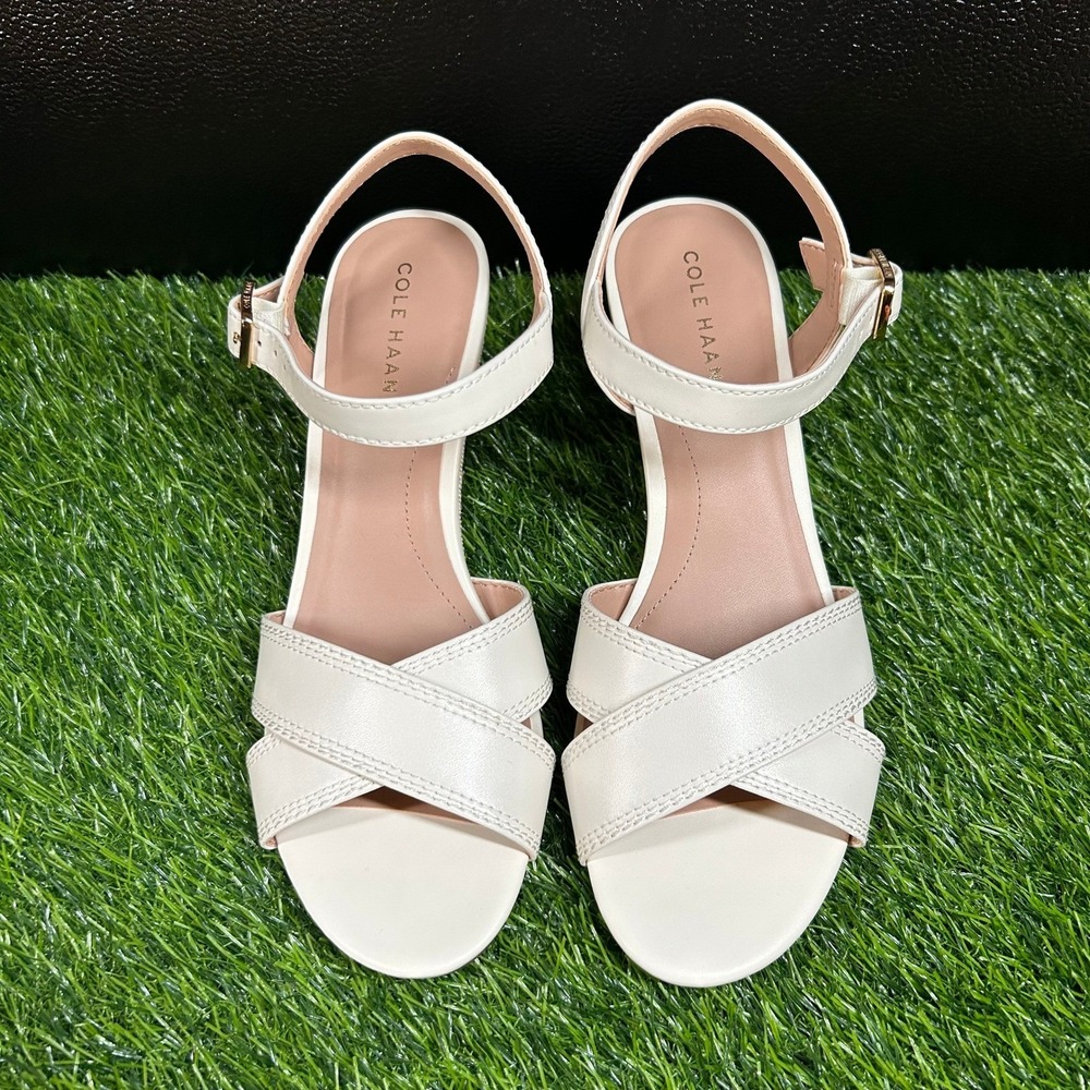Cole Haan Grand 360 Wedge Sandals Womens size 7 Cream Leather Strappy New - Picture 3 of 13